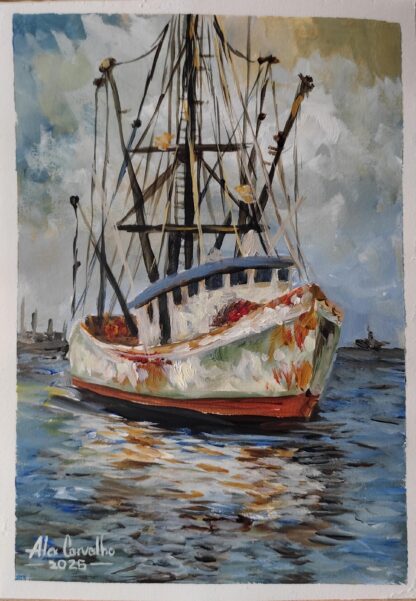 Pintura de Barco - acrílico sobre papel Canson A4