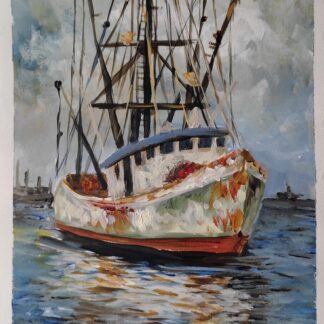 Pintura de Barco - acrílico sobre papel Canson A4