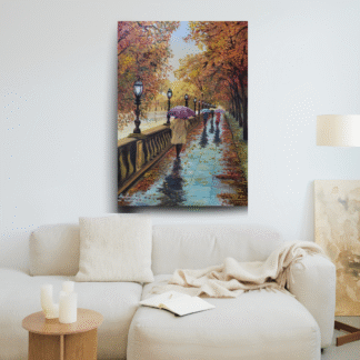 Passeio de Outono Sob a Chuva